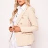 Rafal - Nude Gold Button Double Breast Blazer