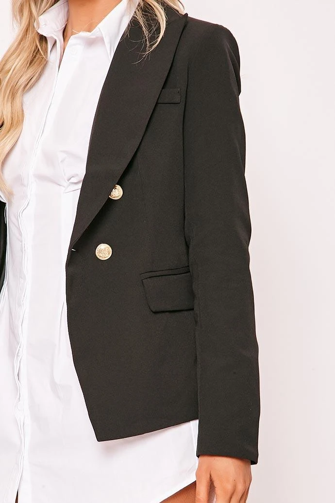 Rafal - Black Gold Button Double Breast Blazer 4 Rafal - Black Gold Button Double Breast Blazer - Image 4