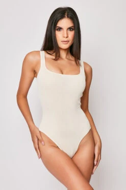 Aliyce - Nude Square Neck Fine Knit Bodysuit