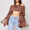 Mira - Leopard Print Chiffon Layered Off The Shoulder Top
