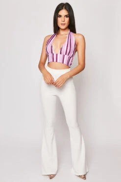 Alanya - Purple Stripe Halterneck Plunge Crop Top 7 Alanya - Purple Stripe Halterneck Plunge Crop Top -Outlet Sarto Base Store 08 07 MISSG 19968