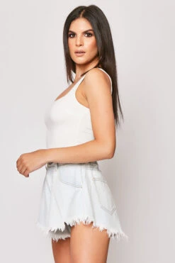 Gracie - Light Blue Raw Hem Flared Shorts -Outlet Sarto Base Store 08 07 MISSG 20761