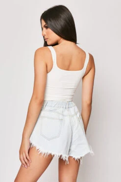 Gracie - Light Blue Raw Hem Flared Shorts -Outlet Sarto Base Store 08 07 MISSG 20769