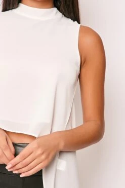 Laurie - White Chiffon Layered Top -Outlet Sarto Base Store 09 12 missg10587