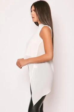 Laurie - White Chiffon Layered Top -Outlet Sarto Base Store 09 12 missg10592