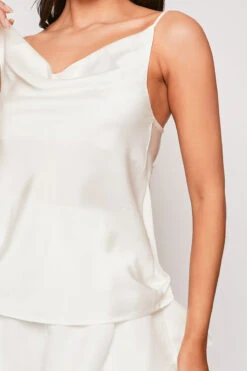 Colleen - White Satin Cowl Neck Cami Top -Outlet Sarto Base Store 11 04 MISSG 1480