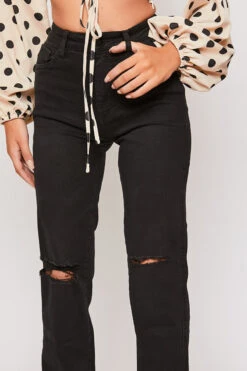 Adlee - Black Ripped Knee Mom Jeans -Outlet Sarto Base Store 11 04 MISSG 1578