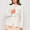Claudette - Nude & White Contrast Knit Thread Gold Button Blazer