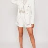Savannah - White Gold Button Puff Sleeve Blazer