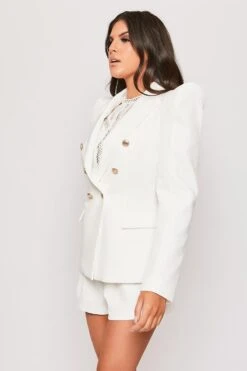 Savannah - White Gold Button Puff Sleeve Blazer -Outlet Sarto Base Store 11 04 missg 1188