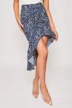 Tallie - Navy & White Frill Midi Skirt -Outlet Sarto Base Store 11 04 missg 1250