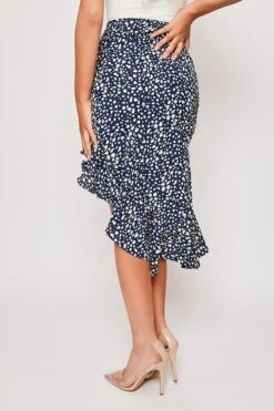 Tallie - Navy & White Frill Midi Skirt -Outlet Sarto Base Store 11 04 missg 1260