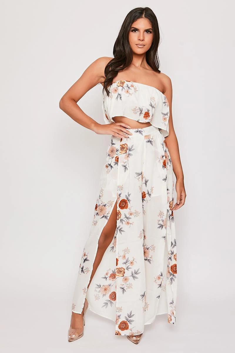 Sanchez - Printed Off Shoulder Top & Leg Slit Palazzo Set 2 Sanchez - Printed Off Shoulder Top & Leg Slit Palazzo Set - Image 2