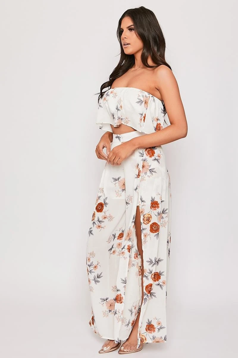 Sanchez - Printed Off Shoulder Top & Leg Slit Palazzo Set 5 Sanchez - Printed Off Shoulder Top & Leg Slit Palazzo Set - Image 5