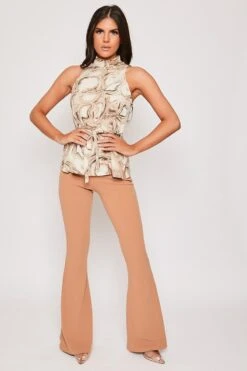 Lucy - Nude High Waisted Kick Flare Trousers -Outlet Sarto Base Store 11 04 missg 13901