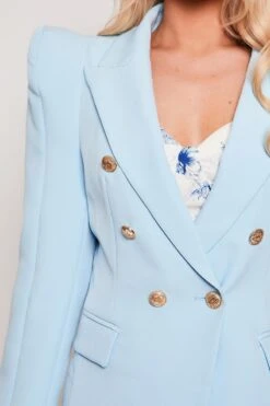 Savannah - Baby Blue Gold Button Puff Sleeve Blazer -Outlet Sarto Base Store 11 04 missg 14023