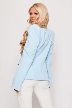 Savannah - Baby Blue Gold Button Puff Sleeve Blazer -Outlet Sarto Base Store 11 04 missg 14028