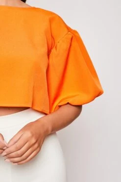 Christina - Orange Puff Sleeve Top -Outlet Sarto Base Store 11 04 missg 1450