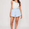 Kamila - Blue Tailored High Waisted Shorts