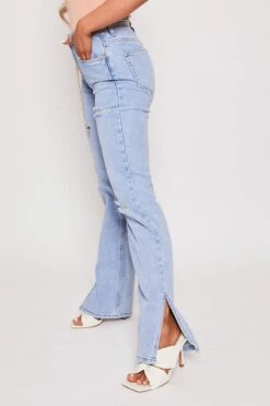 Danni - Belted Ankle Slit Light Blue Mom Jeans -Outlet Sarto Base Store 11 04 missg 1536