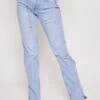 Danni - Belted Ankle Slit Light Blue Mom Jeans