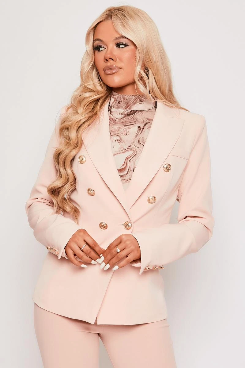 Rafal - Pale Pink Gold Button Double Breast Blazer 3 Rafal - Pale Pink Gold Button Double Breast Blazer - Image 3