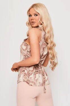 Yara - Pink High Neck Printed Belted Cami Top -Outlet Sarto Base Store 11 04 missg 1687