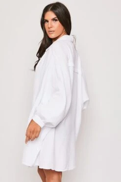 Shaunie - White Oversized Longline Textured Shirt -Outlet Sarto Base Store 11 04 missg 1729