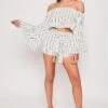 Harriet - White & Black Stripe Off The Shoulder Two Piece Set