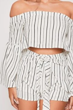 Harriet - White & Black Stripe Off The Shoulder Two Piece Set -Outlet Sarto Base Store 11 04 missg 2571