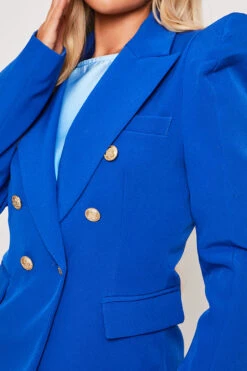 Savannah - Royal Blue Gold Button Puff Sleeve Blazer -Outlet Sarto Base Store 18 08 MISSG 40136
