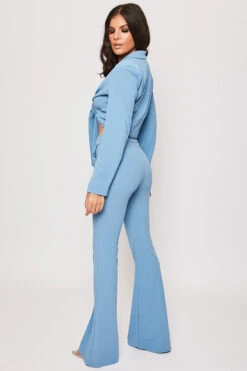 Blair - Blue Tailored Front Knotted Blazer & Bell Bottom Trouser Set -Outlet Sarto Base Store 18 08 MISSG 40247