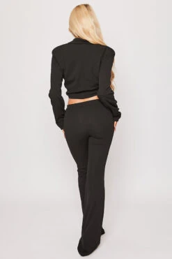 Blair - Black Tailored Front Knotted Blazer & Bell Bottom Trouser Set -Outlet Sarto Base Store 18 08 MISSG 40301