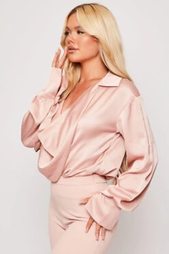 Paige - Pink Satin Cowl Neck Blouse -Outlet Sarto Base Store 18 08 MISSG 40597