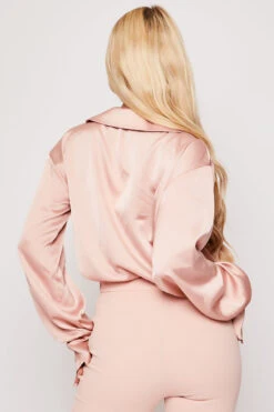 Paige - Pink Satin Cowl Neck Blouse -Outlet Sarto Base Store 18 08 MISSG 40601