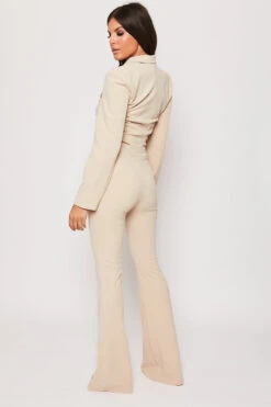 Blair - Nude Tailored Front Knotted Blazer & Bell Bottom Trouser Set -Outlet Sarto Base Store 18 08 MISSG 40728