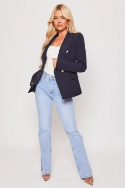 Rafal - Navy Gold Button Double Breast Blazer