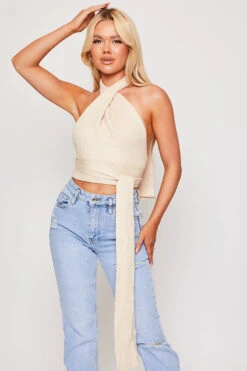 Jess - Nude Multiway Knit Wrap Top 7 Jess - Nude Multiway Knit Wrap Top -Outlet Sarto Base Store 18 08 MISSG 41081