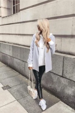 Koni - Black Pu Ribbed Design High Waisted Leggings