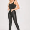Lelah - Black PU Split Hem Trousers