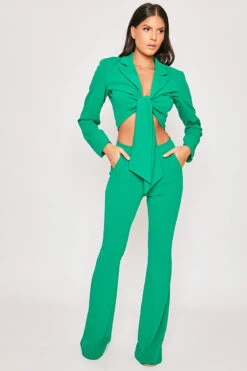 Blair - Green Tailored Front Knotted Blazer & Bell Bottom Trouser Set -Outlet Sarto Base Store 19 11 MISSG 54981