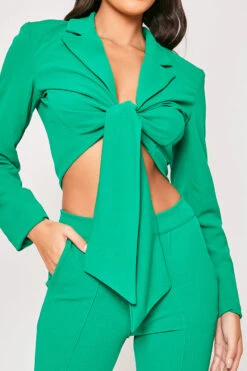 Blair - Green Tailored Front Knotted Blazer & Bell Bottom Trouser Set -Outlet Sarto Base Store 19 11 MISSG 54988