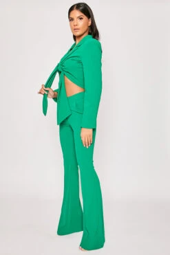 Blair - Green Tailored Front Knotted Blazer & Bell Bottom Trouser Set -Outlet Sarto Base Store 19 11 MISSG 54993