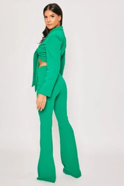 Blair - Green Tailored Front Knotted Blazer & Bell Bottom Trouser Set -Outlet Sarto Base Store 19 11 MISSG 54997