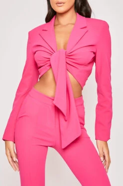 Blair - Pink Tailored Front Knotted Blazer & Bell Bottom Trouser Set -Outlet Sarto Base Store 19 11 MISSG 55042