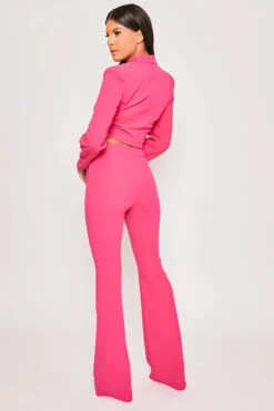 Blair - Pink Tailored Front Knotted Blazer & Bell Bottom Trouser Set -Outlet Sarto Base Store 19 11 MISSG 55055