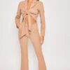 Blair - Tan Tailored Front Knotted Blazer & Bell Bottom Trouser Set