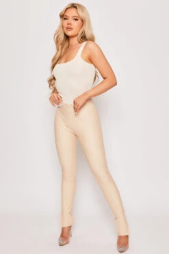 Lelah - Cream PU Split Hem Trousers -Outlet Sarto Base Store 19 11 MISSG 55091