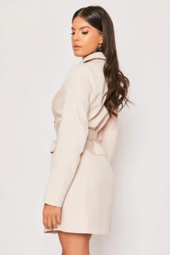 Clancy - Beige Double Breasted Belted Blazer Dress -Outlet Sarto Base Store 19 11 MISSG 55597