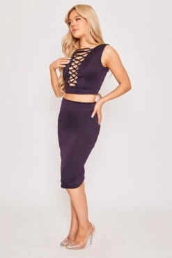 Reyna - Purple Lace Up Two Piece Set